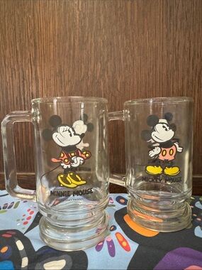 Disney Mickey Mouse Vintage Footed Glass Set